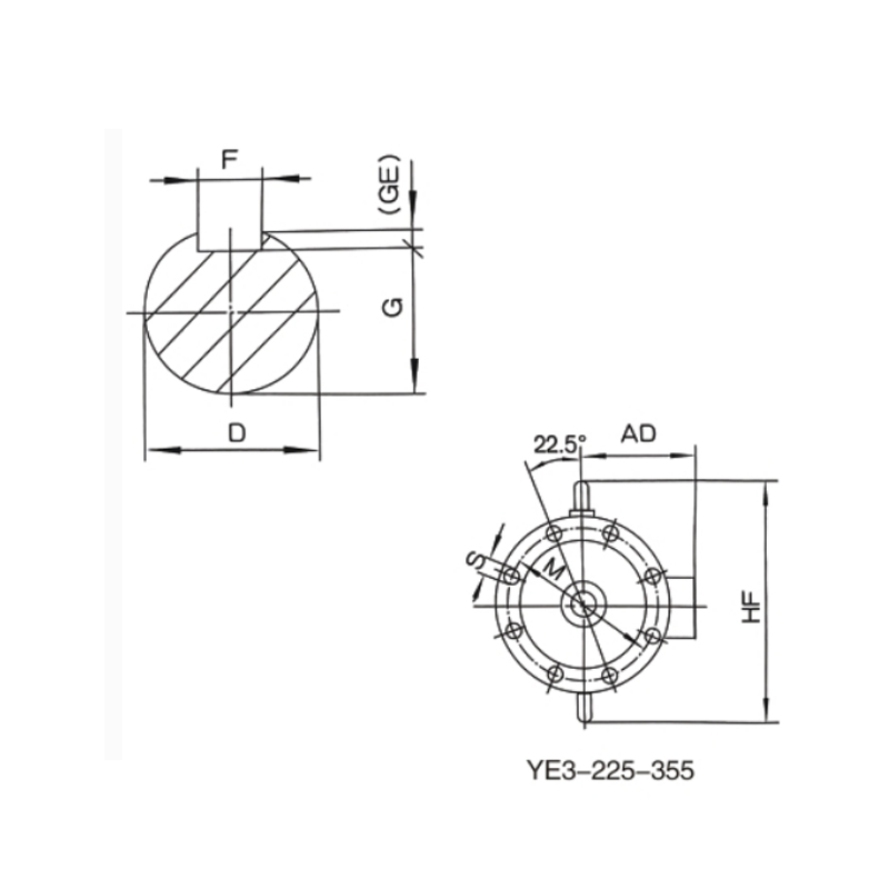 立式安裝、機(jī)座不帶底腳、端蓋上有凸緣的電動(dòng)機(jī)